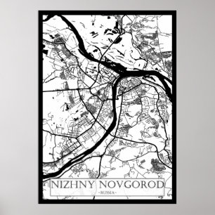 Affiche Carte de la ville de Nijni Novgorod Russie