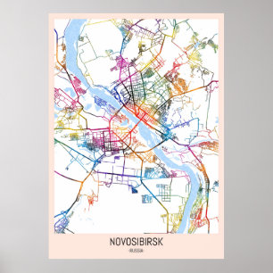 Affiche Carte de la ville de Novosibirsk Russie
