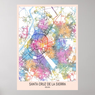 Affiche Carte de la ville de père Noël Cruz de la Sierra