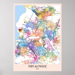 Affiche Carte de la ville de Port-au-Prince Haïti