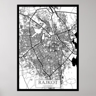 Affiche Carte de la ville de Rajkot Gujarat