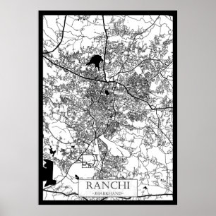 Affiche Carte de la ville de Ranchi Jharkhand