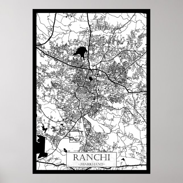 Affiche Carte de la ville de Ranchi Jharkhand (Devant)