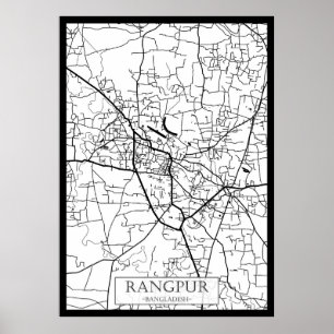 Affiche Carte de la ville de Rangpur Bangladesh