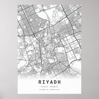 Affiche Carte de la ville de Riyadh