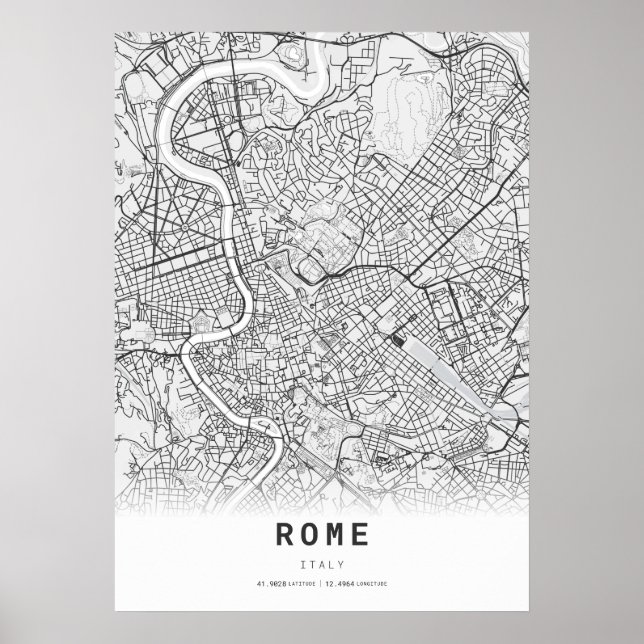 Affiche Carte de la ville de Rome (Devant)