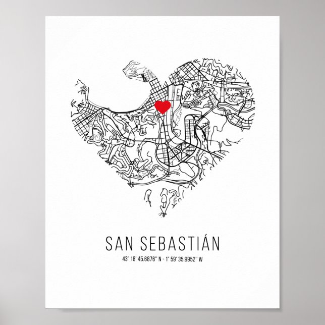 Affiche Carte de la ville de Saint-Sébastien (Espagne) (Devant)