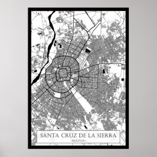 Affiche Carte de la ville de Santa Cruz de la Sierra Boliv