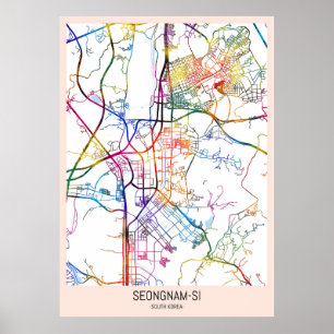 Affiche Carte de la ville de Seongnam-si Corée du Sud