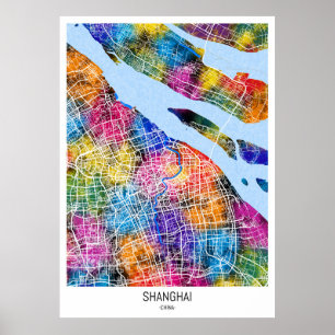 Affiche Carte de la ville de Shanghai