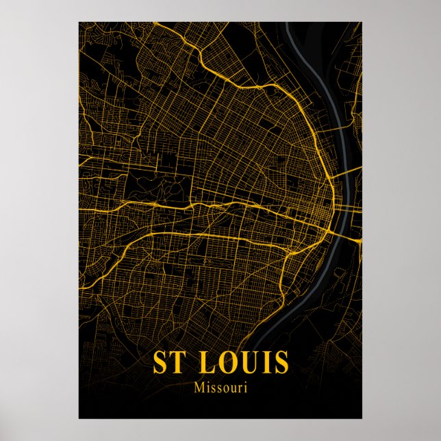 Affiche Carte de la ville de St Louis - Missouri Gold (Devant)