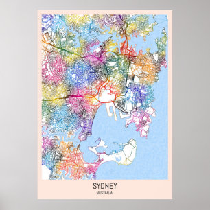 Affiche Carte de la ville de Sydney Australie