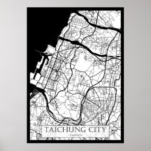 Affiche Carte de la ville de Taichung à Taiwan