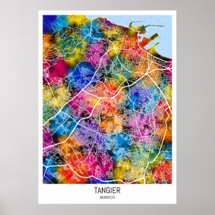 Affiche Carte de la ville de Tanger Maroc