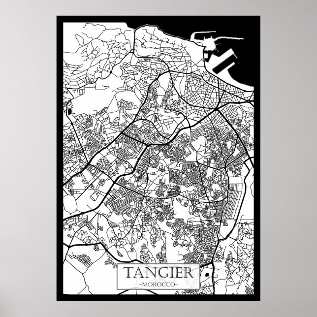 Affiche Carte de la ville de Tanger Maroc (Devant)
