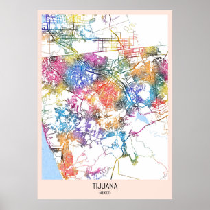 Affiche Carte de la ville de Tijuana
