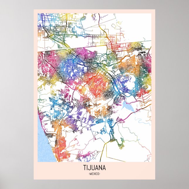 Affiche Carte de la ville de Tijuana (Devant)