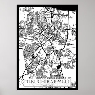 Affiche Carte de la ville de Tiruchirappalli Tamil Nadu
