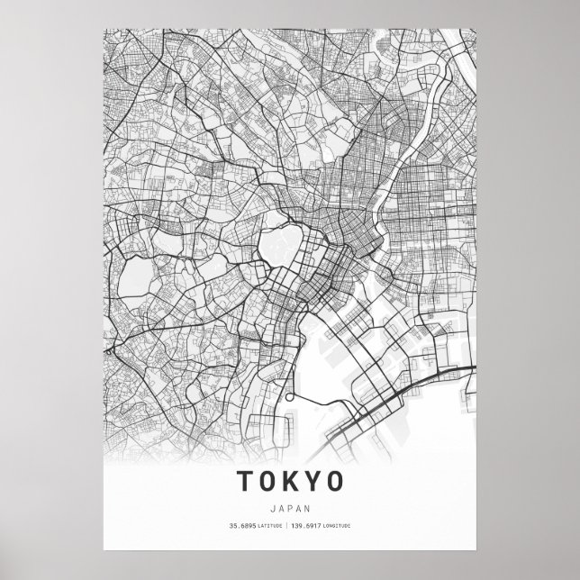 Affiche Carte de la ville de Tokyo (Devant)