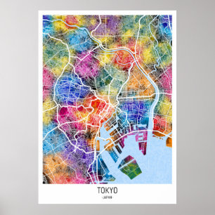 Affiche Carte de la ville de Tokyo