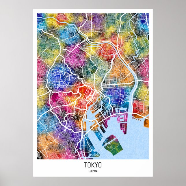 Affiche Carte de la ville de Tokyo (Devant)