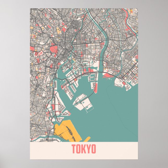 Affiche Carte de la ville de Tokyo - Japan Chalk (Devant)
