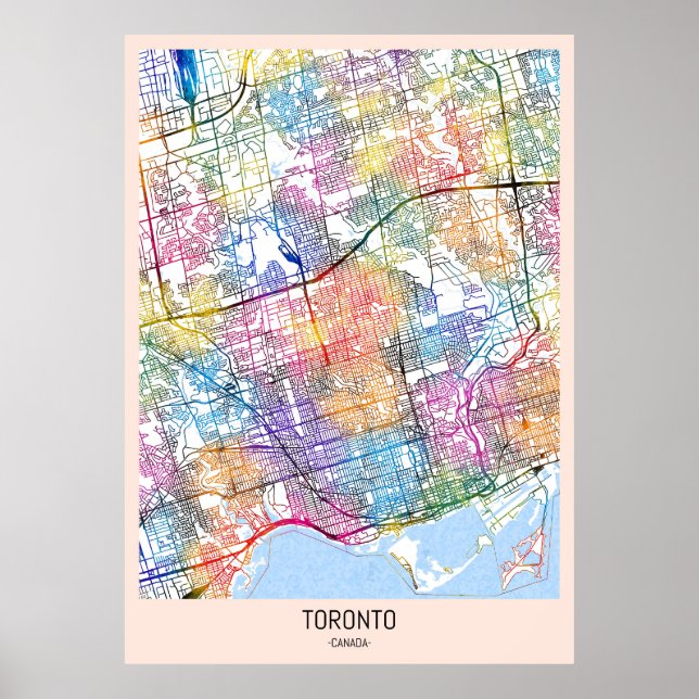 Affiche Carte de la ville de Toronto (Devant)