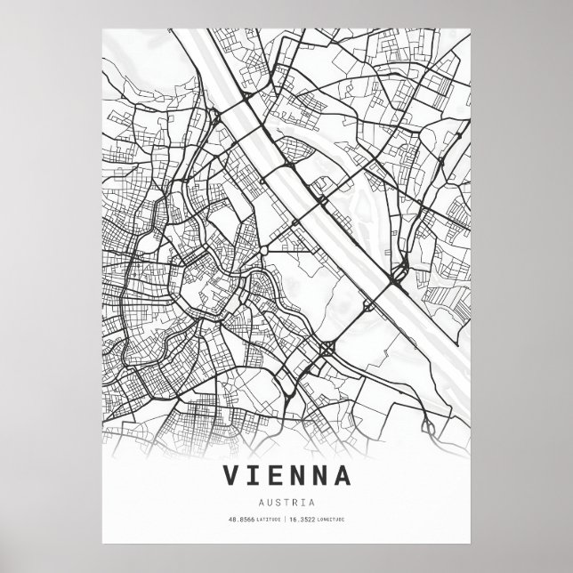 Affiche Carte de la ville de Vienne (Devant)