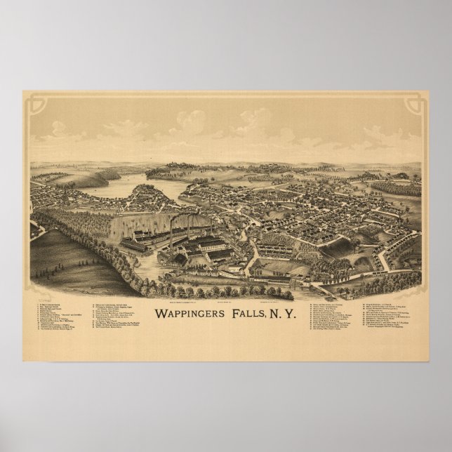 Affiche Carte de la ville de Wappingers Falls (Devant)