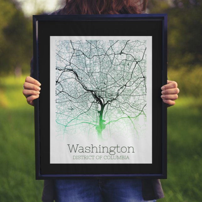 Affiche Carte de la ville de Washington DC (Créateur téléchargé)