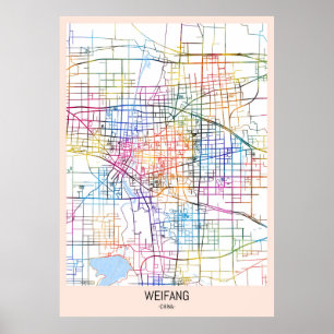 Affiche Carte de la ville de Weifang