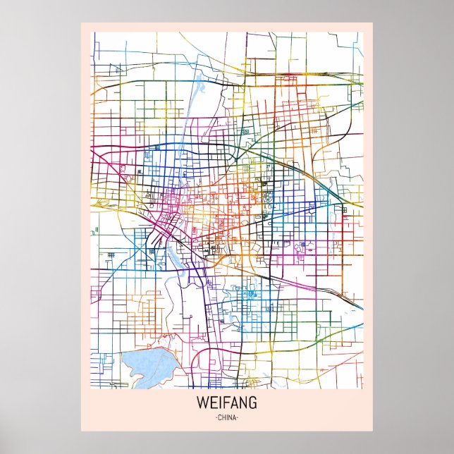 Affiche Carte de la ville de Weifang (Devant)