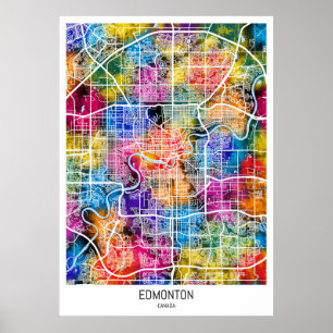 Affiche Carte de la ville d'Edmonton Canada
