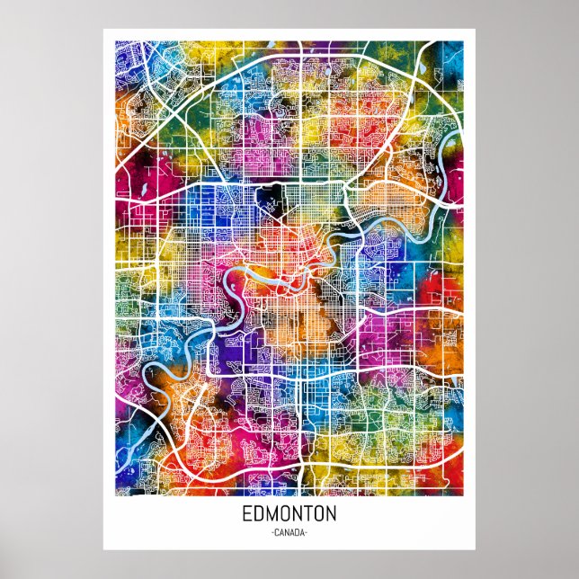 Affiche Carte de la ville d'Edmonton Canada (Devant)