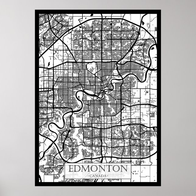 Affiche Carte de la ville d'Edmonton Canada (Devant)