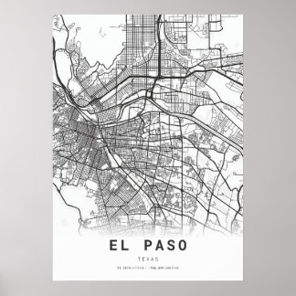 Affiche Carte de la ville d'El Paso