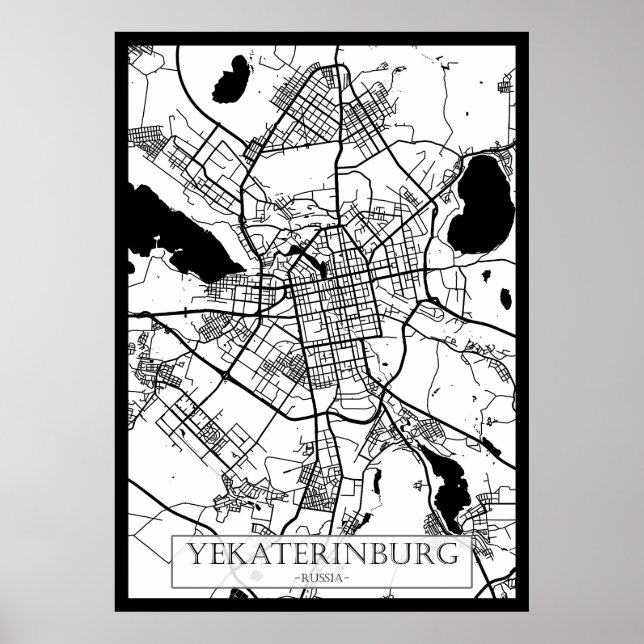Affiche Carte de la ville d'Iekaterinbourg Russie (Devant)