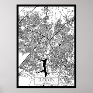 Affiche Carte de la ville d'Ilorin Nigeria