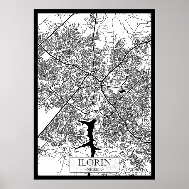 Affiche Carte de la ville d'Ilorin Nigeria (Devant)