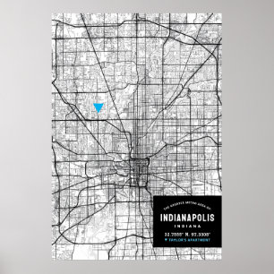 Affiche Carte de la ville d'Indianapolis + Marquez votre e