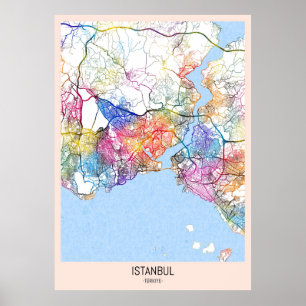 Affiche Carte de la ville d'Istanbul Türkiye