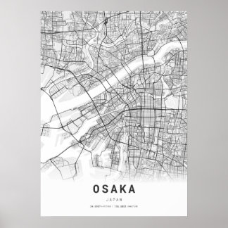 Affiche Carte de la ville d'Osaka