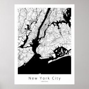 Affiche Carte de la ville minimaliste moderne de New York