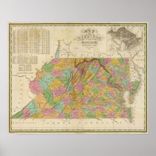 Affiche Carte De La Virginie Et Du Maryland