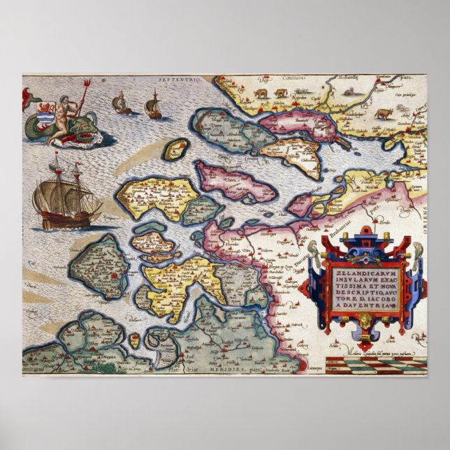 Affiche Carte de la Zélande, vers 1560 (Devant)