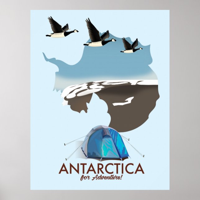 Affiche Carte de l'affiche Antarctica For Adventure Travel (Devant)
