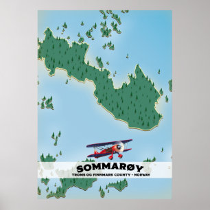 Affiche Carte de l'affiche de voyage de Sommarøy Norvège