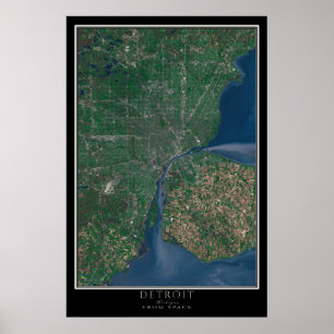 Affiche Carte de l'affiche satellite de Detroit Michigan