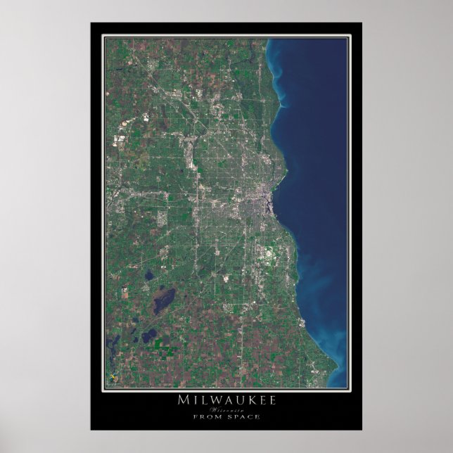 Affiche Carte de l'affiche satellite de Milwaukee Wisconsi (Devant)