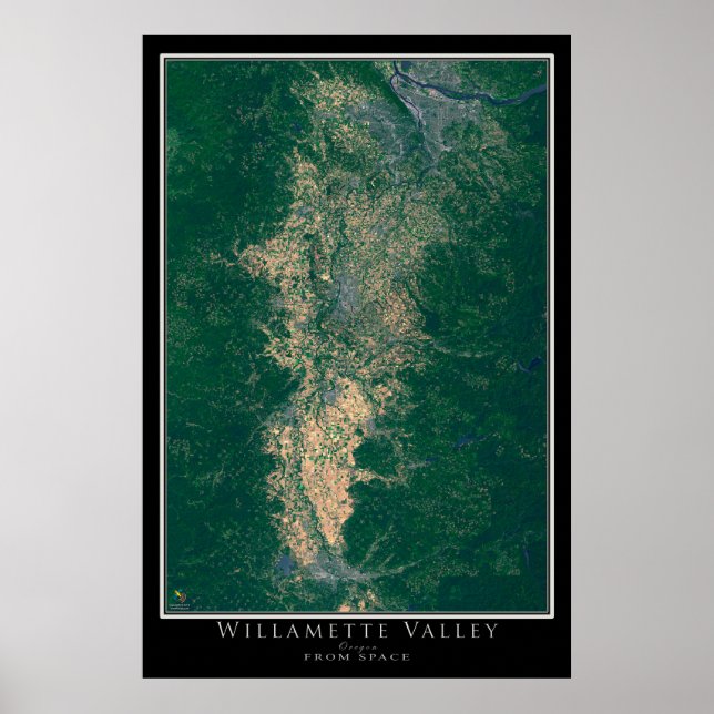 Affiche Carte de l'affiche satellite de Willamette Valley  (Devant)
